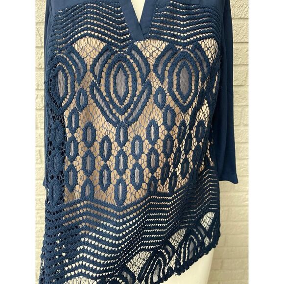 Zac & Rachel Petite Lace Front Blouse Size MP - Picture 7 of 10